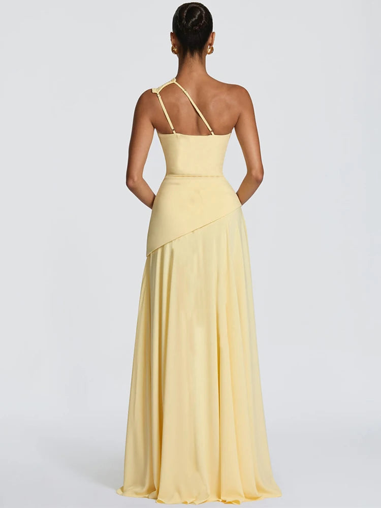 Robe longue avec une épaule dos nu