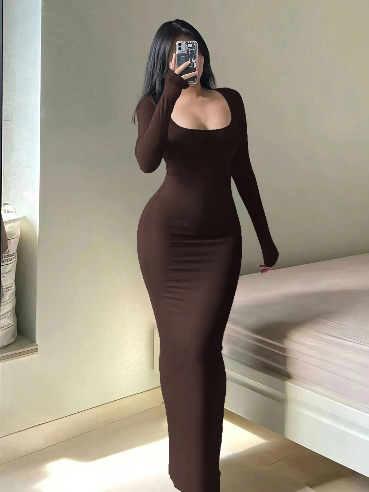 Robe Moulante Manches Longues