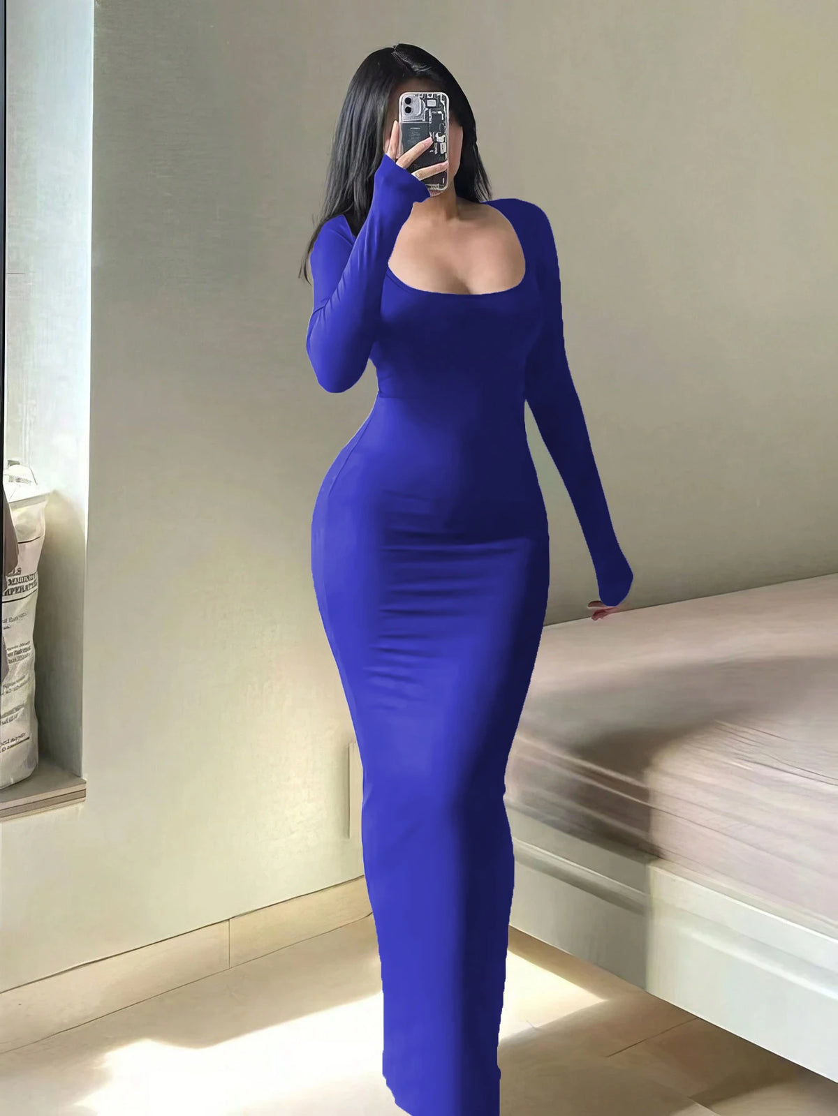Robe Moulante Manches Longues