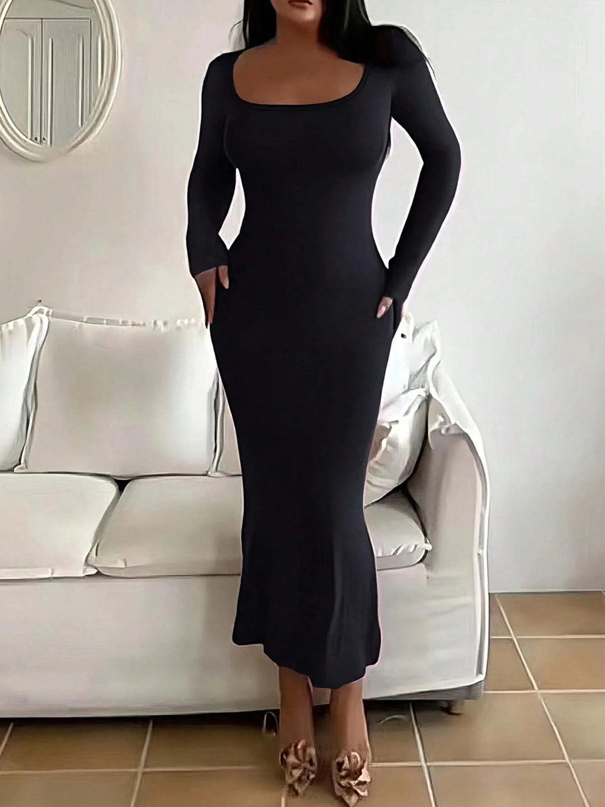 Robe Moulante Manches Longues