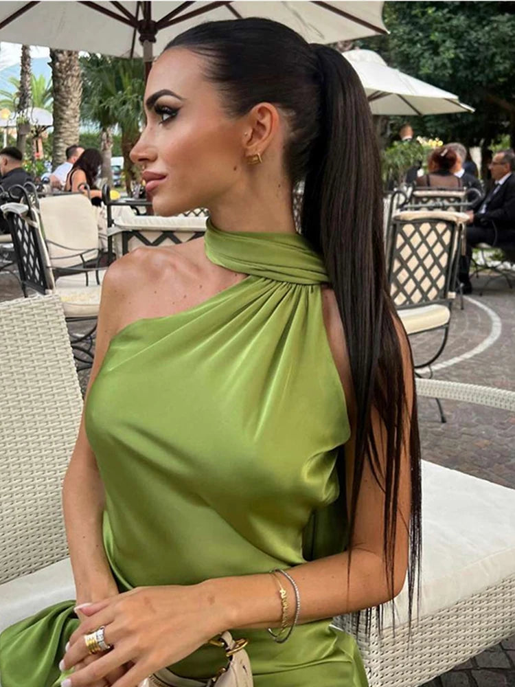 Robe Longue Satinée Dos Nu