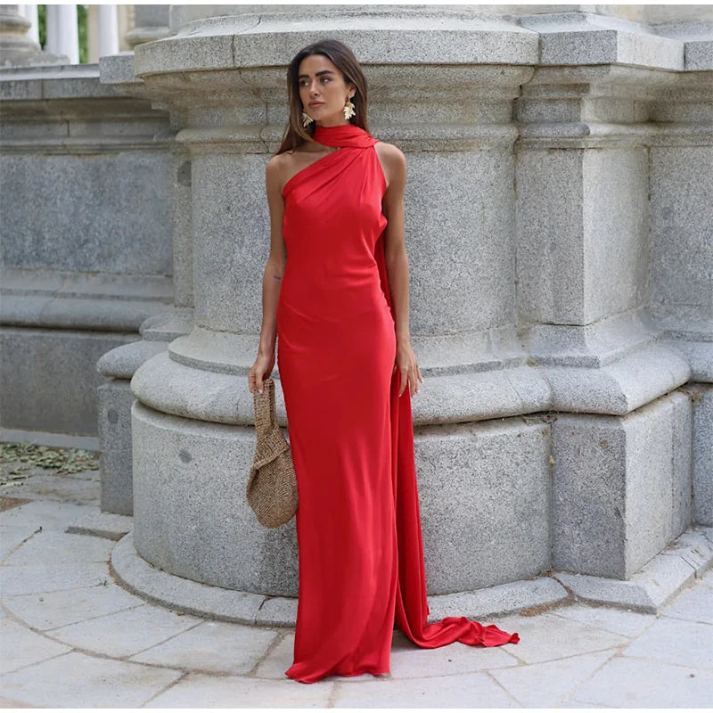 Robe Longue Satinée Dos Nu