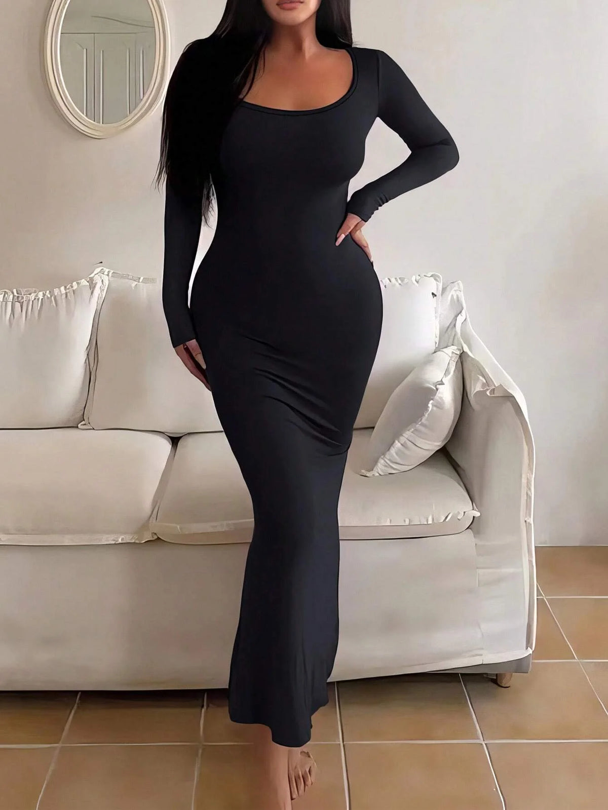 Robe Moulante Manches Longues