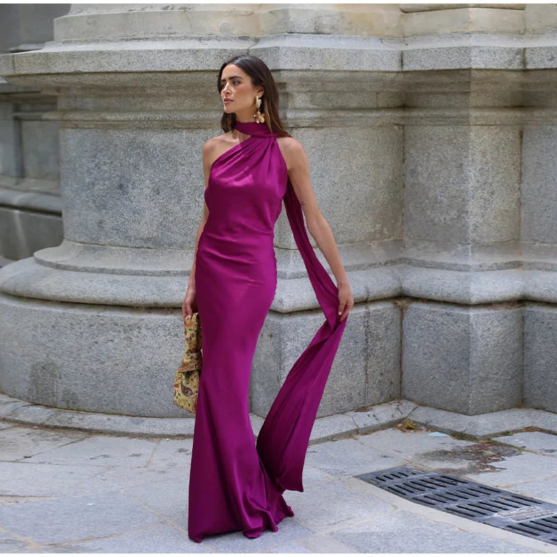 Robe Longue Satinée Dos Nu